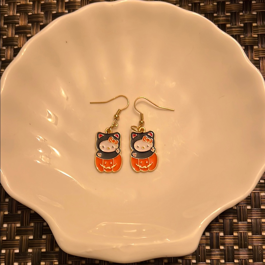 Cute Cat Earrings In Orange And Black 9$